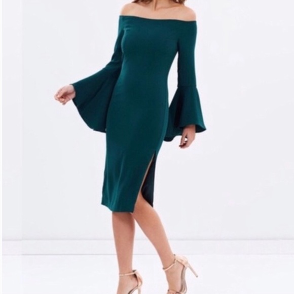 teal bardot dress